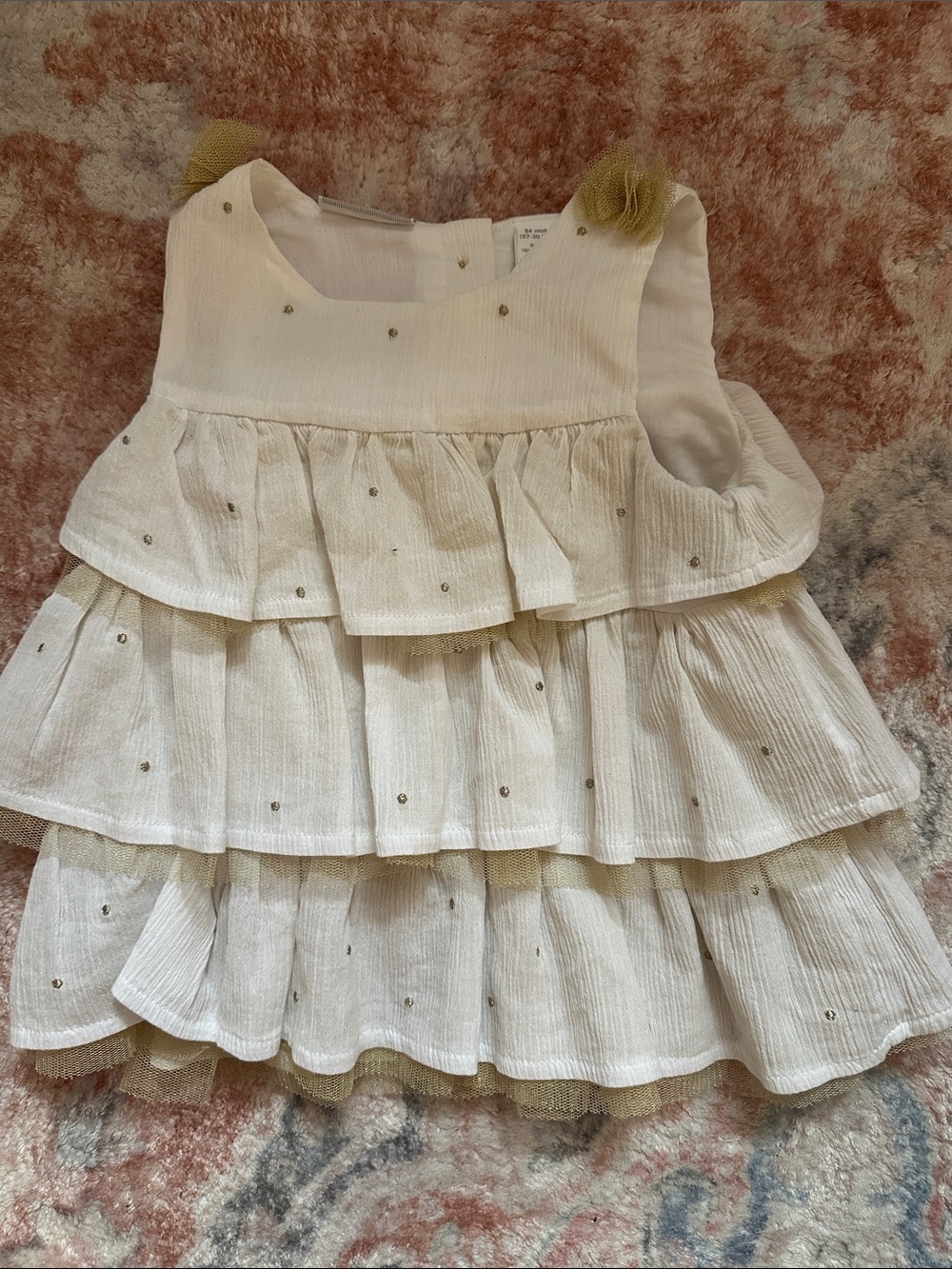 First Impressions white and gold dress in size 24 months